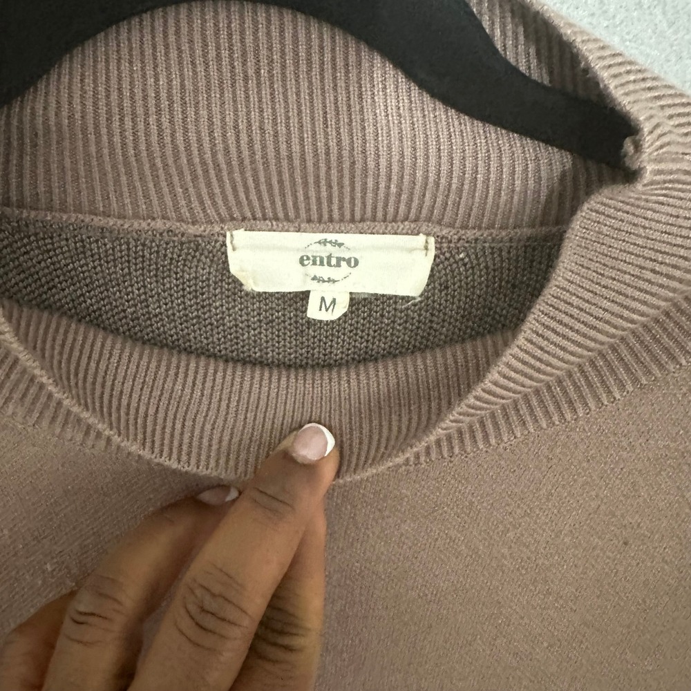 Entro Leaping Leopard Oversized Mock Neck Sweater Mauve Taupe Medium - Picture 2 of 6